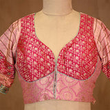 Baby Pink Banarasi Silk Blouse with Katdana Handwork