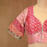 Baby Pink Banarasi Silk Blouse with Katdana Handwork