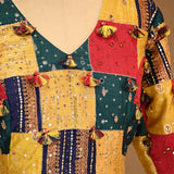 Multicolored Banarasi Silk Blouse with Sequin and Aari Handwork