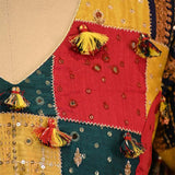 Multicolored Banarasi Silk Blouse with Sequin and Aari Handwork