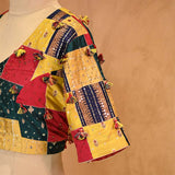 Multicolored Banarasi Silk Blouse with Sequin and Aari Handwork