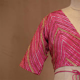 Magenta Pink Banarasi Blouse with Zari Stripes