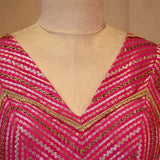 Magenta Pink Banarasi Blouse with Zari Stripes