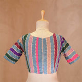 Steel Blue Rangkat Silk Blouse