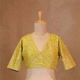 Green Banarasi Blouse with Geometrical Handwork