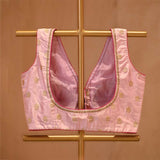 Baby Pink Handloom Banarasi Blouse
