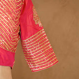 Pink Banarasi Blouse designed with Sequin Aari Work
