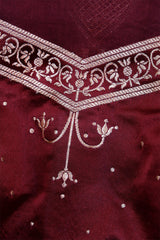 Brown Satin Silk Handloom Banarasi Blouse with Gold Zari Accents