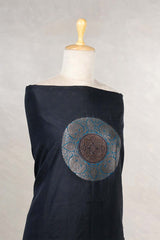 Black Chanderi Silk Salwar Two Piece Suit Set with Antique Zari Work