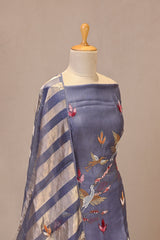 Lilac Embroidered Organza Silk Suit Set with Organza Tissue Dupatta