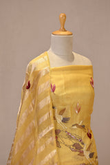 Yellow Embroidered Organza Silk Suit Set with Tissue Dupatta