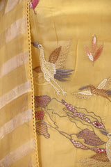 Yellow Embroidered Organza Silk Suit Set with Tissue Dupatta