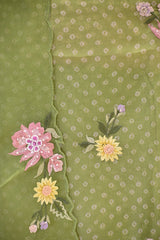Light Green Embroidered Bandhani Organza Silk Suit Set with Organza Dupatta