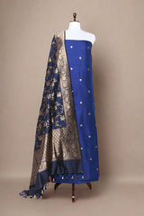Blue Handloom Banarasi Salwar Suit Set for women to celebrate wedding reception or festive ocassion