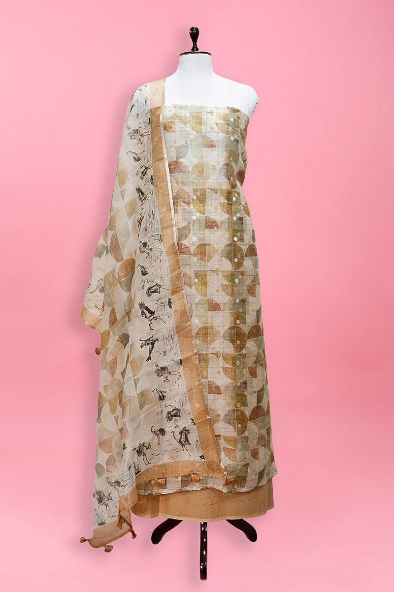 open lace back dress Grace S471- Embroidered 3pc kataan silk dress with embroidered organza main image 1