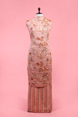 Buy Rust Peach Floral Printed Linen Suit Piece Online