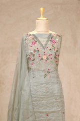 Slate Grey Tissue Salwar Suit with Mirror Work