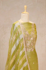 Henna Green Tissue Silk Salwar Suit with Hand Embroidery