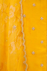 Haldi Yellow Organza Silk Salwar Suit with Hand Embroidery