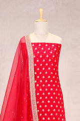 Pink Banarasi Chiniya Silk Suit Set with Bandhani Print