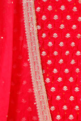 Pink Banarasi Chiniya Silk Suit Set with Bandhani Print