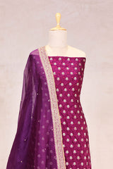 Purple Banarasi Chiniya Silk Suit Set with Bandhani Print