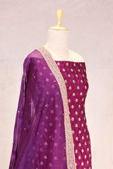 Purple Banarasi Chiniya Silk Suit Set with Bandhani Print