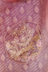 Mauve Mulberry Silk Salwar Suit Set with Shikargah Dupatta