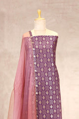 Mauve Mulberry Silk Salwar Suit Set with Shikargah Dupatta