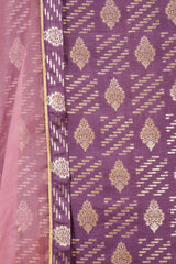 Mauve Mulberry Silk Salwar Suit Set with Shikargah Dupatta