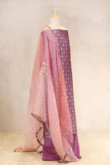 Mauve Mulberry Silk Salwar Suit Set with Shikargah Dupatta