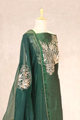 Bottle Green Katan Silk Salwar Suit with Zardozi Work