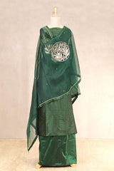 Bottle Green Katan Silk Salwar Suit with Zardozi Work