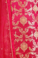 Pink Satin Silk Salwar Suit with Organza Dupatta