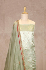 Sage Green Satin Silk Salwar Suit with Embellished Dupatta
