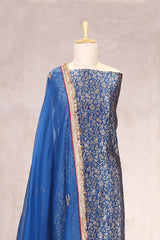 Blue Banarasi Silk Salwar Suit Set with Embellished Dupatta