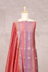 Purple Pink Linen Silk Salwar Suit Set with Contrast Dupatta