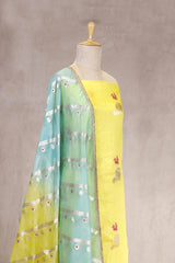 Yellow Dupion Silk Salwar Suit Set with Rangkat Dupatta