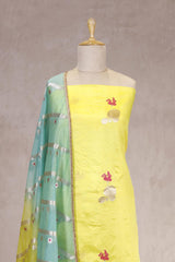 Yellow Dupion Silk Salwar Suit Set with Rangkat Dupatta