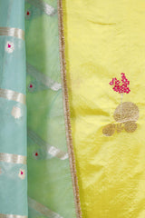 Yellow Dupion Silk Salwar Suit Set with Rangkat Dupatta