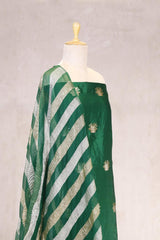 Green Chiniya Silk Salwar Suit with Tiger Motifs and Tissue Dupatta