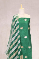 Green Chiniya Silk Salwar Suit with Tiger Motifs and Tissue Dupatta