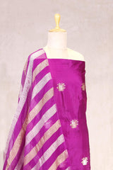 Violet Chiniya Silk Salwar Suit with Tiger Motifs and Tissue Dupatta