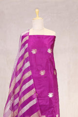 Violet Chiniya Silk Salwar Suit with Tiger Motifs and Tissue Dupatta