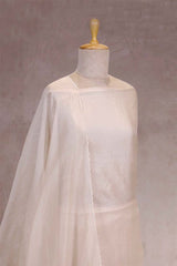 Off-White Organza Silk Salwar Suit Set with Applique Work