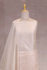 Off-White Organza Silk Salwar Suit Set with Applique Work