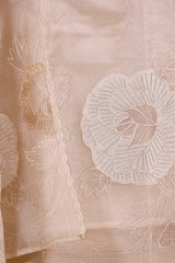 Off-White Organza Silk Salwar Suit Set with Applique Work