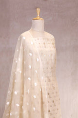 Pearl White Organza Silk Salwar Suit Set with Appliqué Embroidery