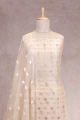 Pearl White Organza Silk Salwar Suit Set with Appliqué Embroidery