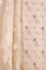 Pearl White Organza Silk Salwar Suit Set with Appliqué Embroidery